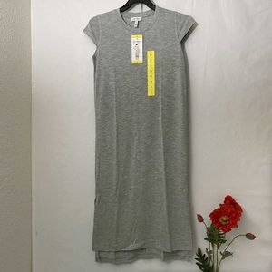 Grey T-Shirt Dress with Side Slits