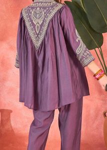 Embroidered Purple Kurta Set