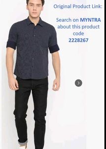 HERE&amp;NOW Navy Blue Printed Casual Shirt