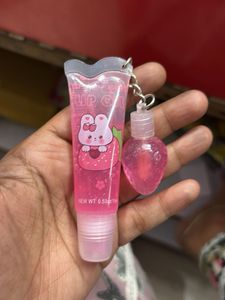 Cute Strawberry Lip Gloss Keychain