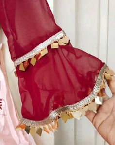 Elegant Maroon &amp; Pink Floral Dress 10/10