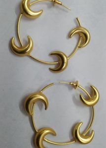 Gold Moon Hoop Earrings