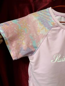 Sparkly Sequin Sleeve T-Shirt
