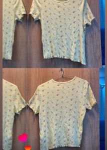 Floral Print Lettuce Edge T-Shirt