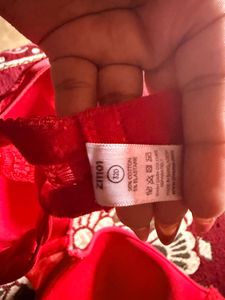 Red Lace Trim Bra 32D