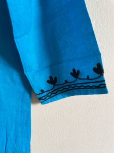 Blue Embroidered Work Kurti