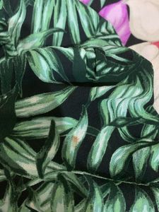 Kazo Tropical Print Tie-Front Blouse