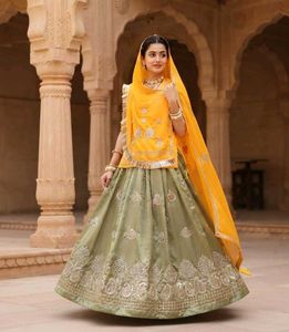 Yellow and Green Rajputi Dress