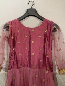 Pink &amp; Gold Embellished Anarkali