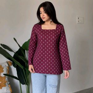 Maroon Printed Kurta_XXL