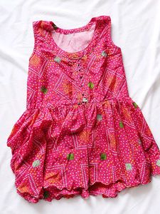 Adorable Pink Bandhani Print Frock