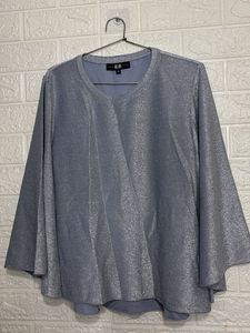 Sparkly Silver Bell Sleeve Top