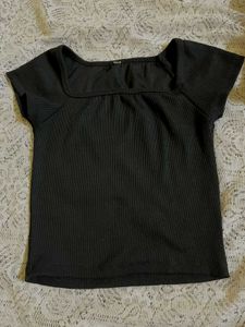 Ribbed Square Neck Top