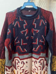 Patterned Knit Sweater Dress