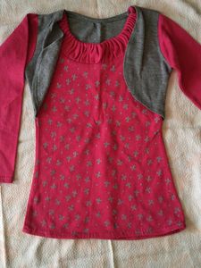 Cute Pink &amp; Grey Toddler Dress