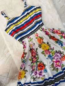 Colorful Striped Floral Summer Dress