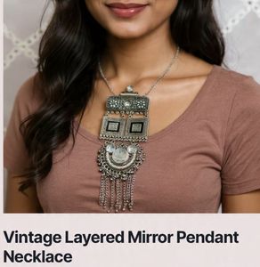 Boho Layered Mirror Pendant Necklace