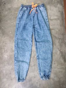 Acid Wash Denim Joggers