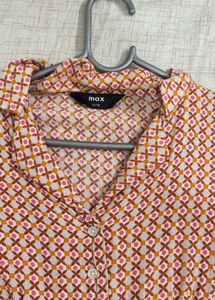 Retro Print Cropped Blouse