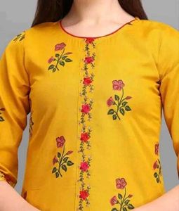 Yellow Kurta Set with Floral Embroidery