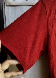 Red Collared Short Sleeve Top