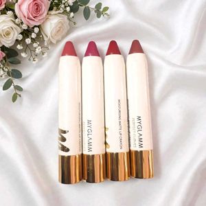Pack 4 MYGLAMM Moisturising Matte Lip Crayon Set