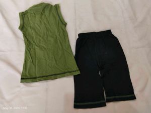 Boys Green Helicopter Tank Top &amp; Black Shorts Set