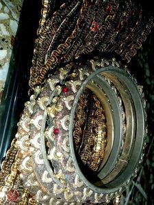 Elegant Gold and Maroon Bangles Set