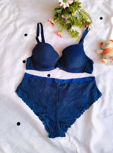 Navy Blue Push-Up Bra with brief 👍