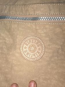 Kipling Beige Nylon Satchel Bag