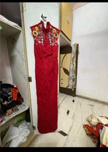 elegant red embroiderey gown
