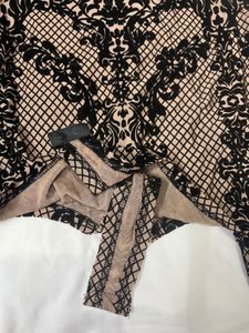 Elegant Black &amp; Beige Damask Top