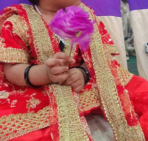Red Embroidered kids khada dupatta
