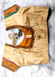 Cream Colour Pure Kanjeevaram Silk Blouse