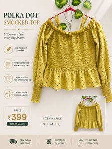 Yellow Polka Dot Smocked Top