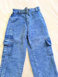 Trendy Acid Wash Cargo Jeans