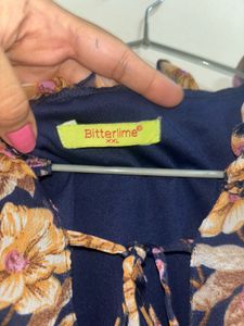 Blue And Brown Floral Party Top