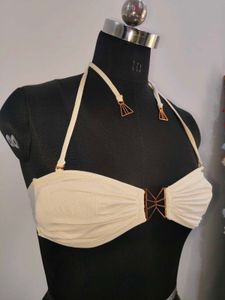 Chic Cream Bandeau Bikini Top