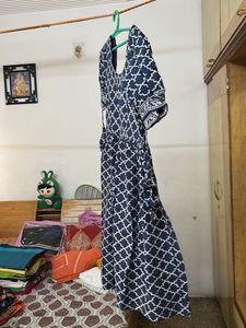 Navy Blue Printed Kurta