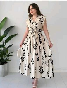 Boho Maxi Dress with Abstract Print