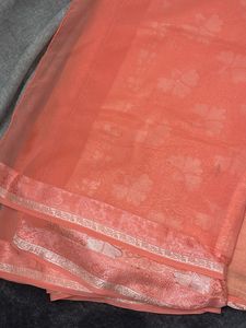 Elegant Peach Floral Saree