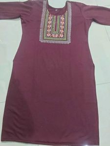 Embroidered woollen  Maroon Kurta set