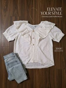 Charming Eyelet Ruffle Blouse