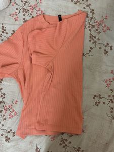 Ribbed Peach Colored T-Shirt