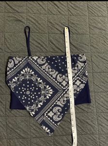 Red and blue Bandana Crop Top(2)
