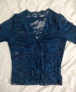Savana sheer lace long sleeve top XS