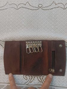 GO Classic Brown Leather Wallet  &amp; Keychain Set