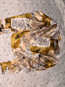 Printed Golden Cropped Shirt
