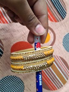 Beautiful Yellow &amp; Gold Bangles Set