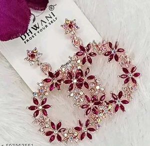 FLORAL CRYSTAL HOOP EARRINGS